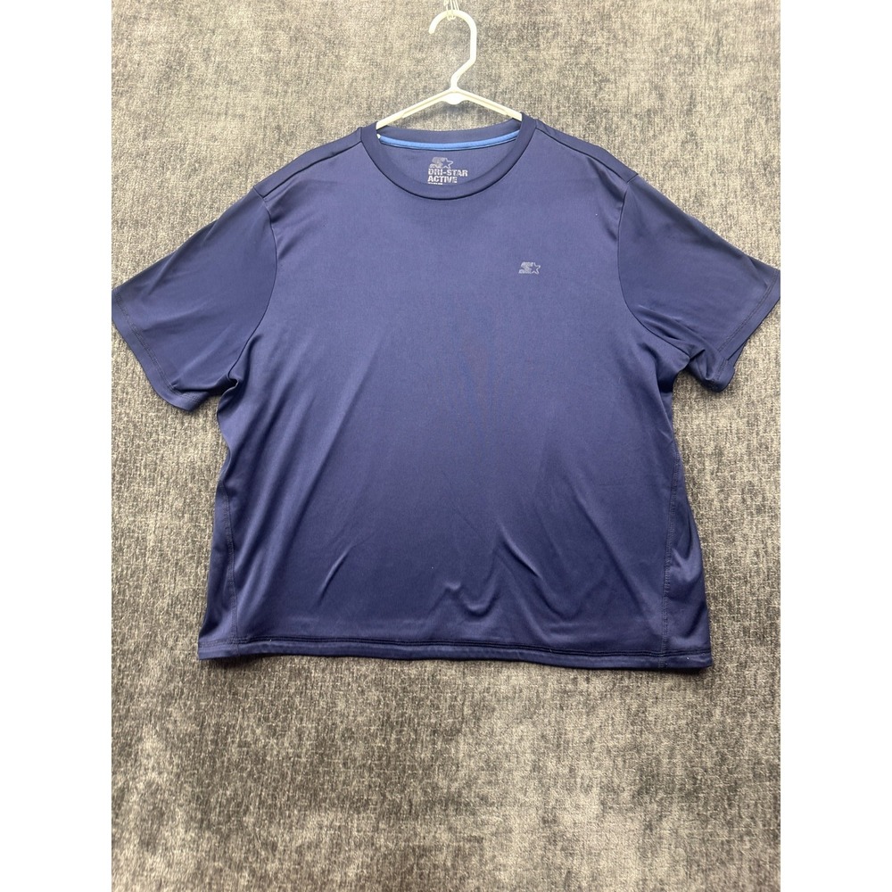 Starter Dri Star Active T Shirt Mens XL Navy Blue Crew Neck Moisture Wicking